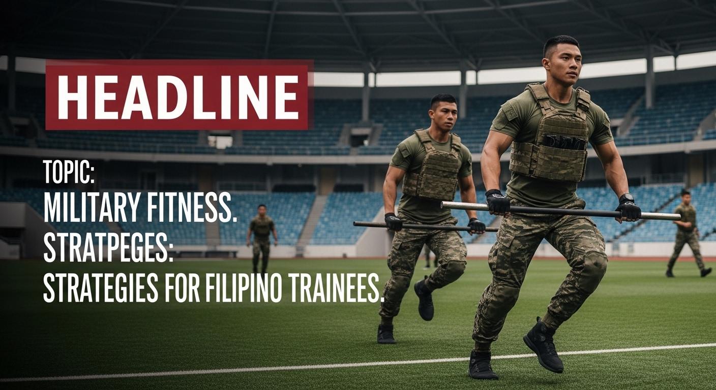 Filipino trainees performing a military-style circuit during a morning group workout at a coastal gym.