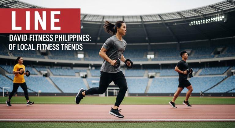 Athlete training in the Philippines featuring branding for david Fitness Philippines against Manila skyline at sunrise